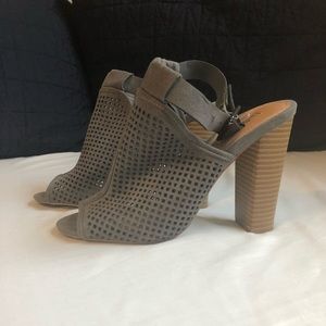 Grey suede high heels